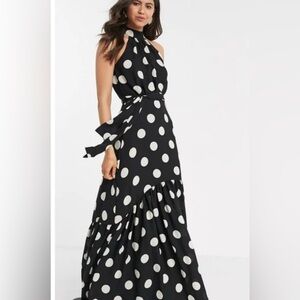 Mango Black and White Polka Dot Maxi Dress